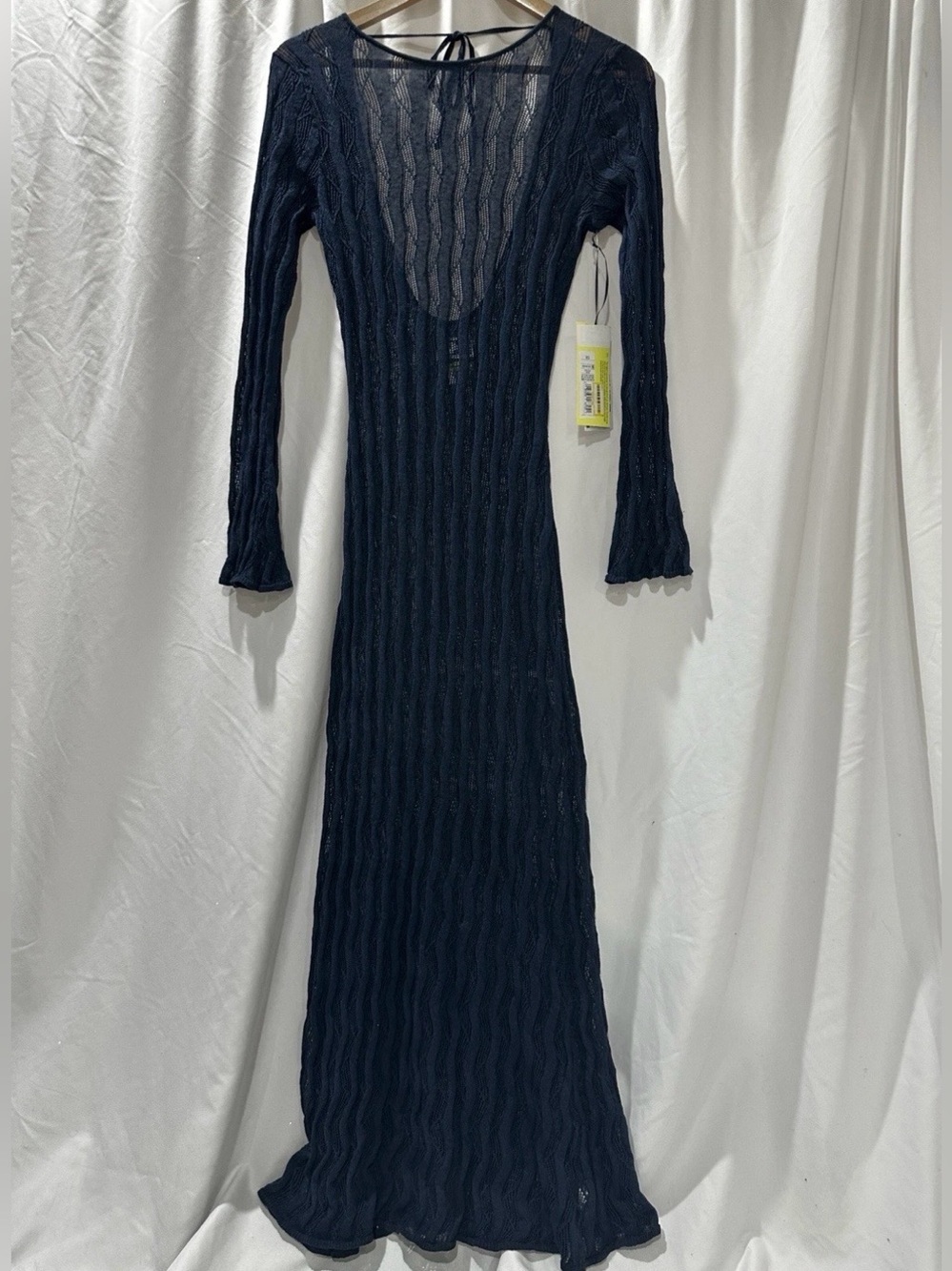 Future Collective Jenee Naylor Sheer Knit Maxi Dress XS Navy NWT